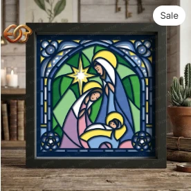 Nativity Scene Shadow Box SVG for Cricut | 3D Layered SVG Paper Cut Light Box Template 2