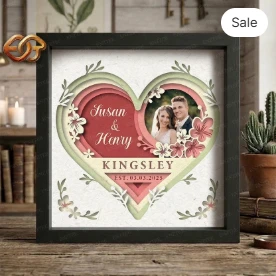 personalized wedding Heart Shadow Box SVG for Cricut | 3D Layered SVG Paper Cut Light Box Template
