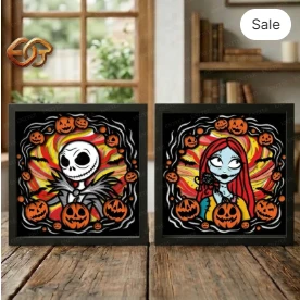 Combo 2 Nightmare Before Christmas Shadow Box SVG for Cricut | 3D Layered SVG Paper Cut Light Box Template