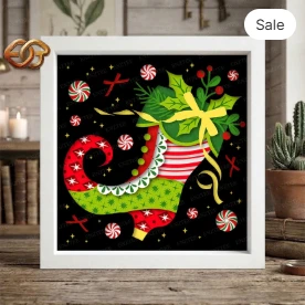 Elf Shoe Shadow Box SVG for Cricut | 3D Layered SVG Paper cut Light Box Template