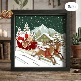 Santa Claus Shadow Box SVG for Cricut | 3D Layered SVG Paper Cut Light Box Template 5