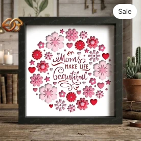 Moms make life beautiful Shadow Box SVG for Cricut | 3D Layered SVG Paper Cut Light Box Template