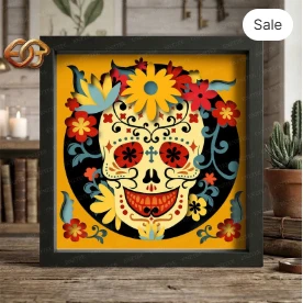 Skull Shadow Box SVG for Cricut | 3D Layered SVG Paper Cut Light Box Template