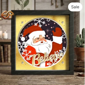 Santa Claus Shadow Box SVG for Cricut | 3D Layered SVG Paper Cut Light Box Template 2