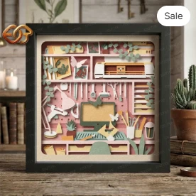 Cricut Room Shadow Box SVG for Cricut | 3D Layered SVG Paper Cut Light Box Template
