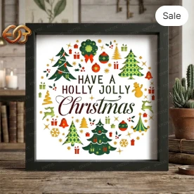 A HOIly JOIly Christmas Shadow Box SVG for Cricut | 3D Layered SVG Paper cut Light Box Template