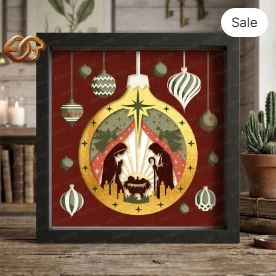 Nativity Scene Shadow Box SVG for Cricut | 3D Layered SVG Paper cut Light Box Template 3