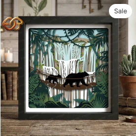 Bear Shadow Box SVG for Cricut | 3D Layered SVG Paper cut Light Box Template