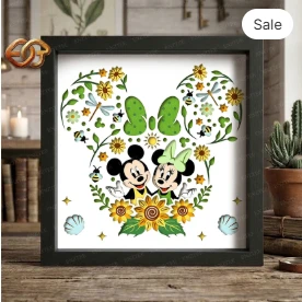 Summer Mouse Couple Shadow Box SVG for Cricut | 3D Layered SVG Paper cut Light Box Template 1
