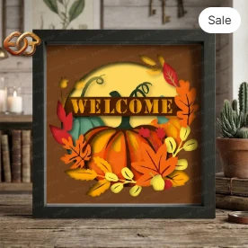 Pumpkin Shadow Box SVG for Cricut | 3D Layered SVG Paper Cut Light Box Template 1