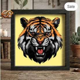 Tiger Shadow Box SVG for Cricut | 3D Layered SVG Paper Cut Light Box Template