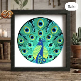 peacock Shadow Box SVG for Cricut | 3D Layered SVG Paper cut Light Box Template