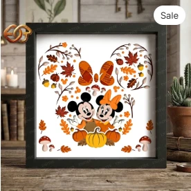 Fall Mouse Shadow Box SVG for Cricut | 3D Layered SVG Paper Cut Light Box Template 1