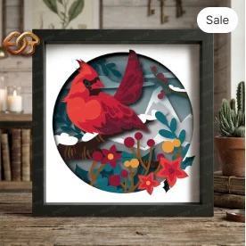 Cardinal Shadow Box SVG for Cricut | 3D Layered SVG Paper Cut Light Box Template