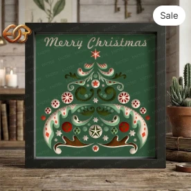 Christmas Tree Shadow Box SVG for Cricut | 3D Layered SVG Paper Cut Light Box Template 2