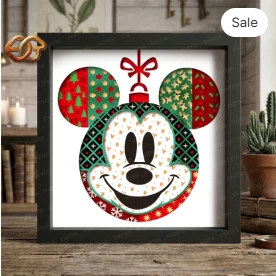 Christmas Mouse Couple Shadow Box SVG for Cricut | 3D Layered SVG Paper Cut Light Box Template 3