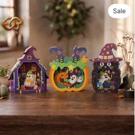 Combo 3 BOO Halloween pop-up SVG - 3D Layered Halloween Paper Craft Template for Cricut