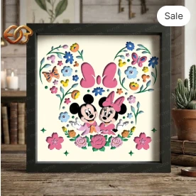 Spring Mouse Couple Shadow Box SVG for Cricut | 3D Layered SVG Paper cut Light Box Template 1