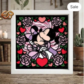 Spring Mouse Couple Shadow Box SVG for Cricut | 3D Layered SVG Paper Cut Light Box Template 2