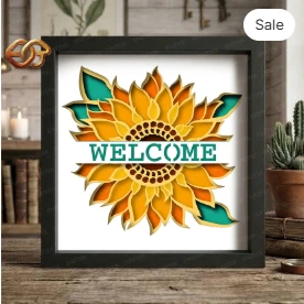 Sunflower Shadow Box SVG for Cricut | 3D Layered SVG Paper Cut Light Box Template