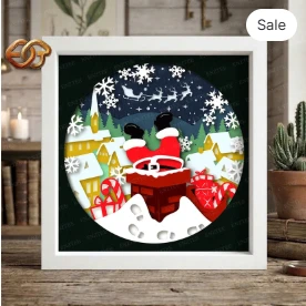 Santa Claus Shadow Box SVG for Cricut | 3D Layered SVG Paper Cut Light Box Template 4