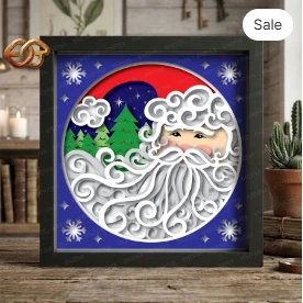 Santa Claus Shadow Box SVG for Cricut | 3D Layered SVG Paper Cut Light Box Template 1