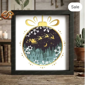 Christmas Snowball Shadow Box SVG for Cricut | 3D Layered SVG Paper cut Light Box Template