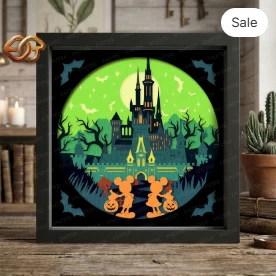 Halloween L and Shadow Box SVG for Cricut | 3D Layered SVG Paper cut Light Box Template