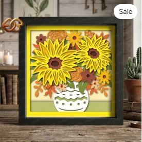 Fall Bouquet Shadow Box SVG for Cricut | 3D Layered SVG Paper Cut Light Box Template