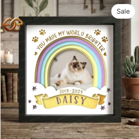 Custom pet Memorial Shadow Box SVG for Cricut | 3D Layered SVG Paper Cut Light Box Template 3