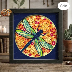 Dragonfly Shadow Box SVG for Cricut | 3D Layered SVG Paper cut Light Box Template