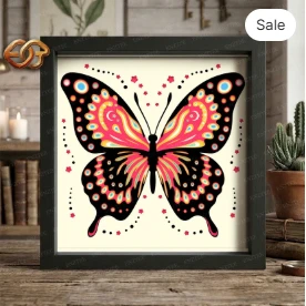 Butterfly Shadow Box SVG for Cricut | 3D Layered SVG Paper Cut Light Box Template 1
