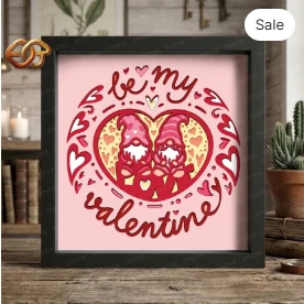 valentine Gnome Shadow Box SVG for Cricut | 3D Layered SVG Paper Cut Light Box Template 2