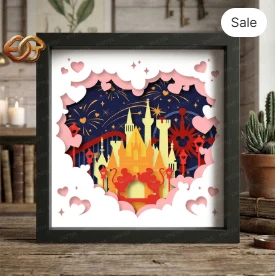 valentine Shadow Box SVG for Cricut | 3D Layered SVG Paper cut Light Box Template