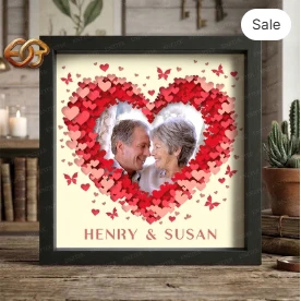 personalized Heart Shadow Box SVG for Cricut | 3D Layered SVG Paper cut Light Box Template