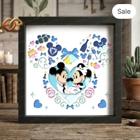 wedding Mouse Couple Shadow Box SVG for Cricut | 3D Layered SVG Paper Cut Light Box Template 2