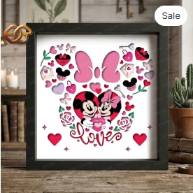 valentine Mouse Couple Shadow Box SVG for Cricut | 3D Layered SVG Paper Cut Light Box Template 1