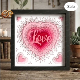 Heart Shadow Box SVG for Cricut | 3D Layered SVG Paper cut Light Box Template