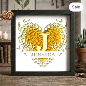 personalized Summer Monogram Shadow Box SVG for Cricut | 3D Layered SVG Paper Cut Light Box Template