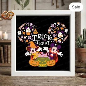 Trick or Treat Shadow Box SVG for Cricut | 3D Layered SVG Paper cut Light Box Template 2