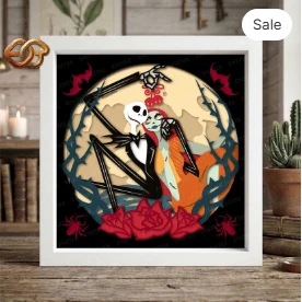 Nightmare Before Chrismas Shadow Box SVG for Cricut | 3D Layered SVG Paper Cut Light Box Template 6