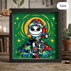 Nightmare Before Chrismas Shadow Box SVG for Cricut | 3D Layered SVG Paper Cut Light Box Template 5