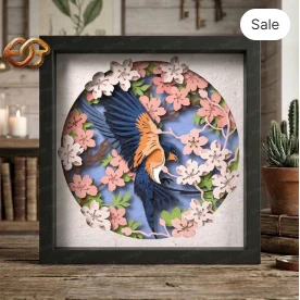 Swallow Shadow Box SVG for Cricut | 3D Layered SVG Paper Cut Light Box Template