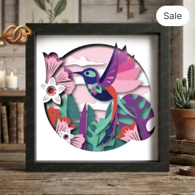 Hummingbird Shadow Box SVG for Cricut | 3D Layered SVG Paper Cut Light Box Template