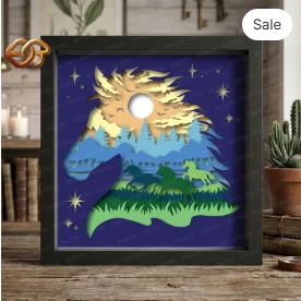 Horse Shadow Box SVG for Cricut | 3D Layered SVG Paper Cut Light Box Template 1