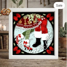 Mistletoe Shadow Box SVG for Cricut | 3D Layered SVG Paper Cut Light Box Template 2