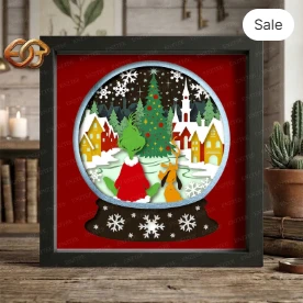 Snowball Shadow Box SVG for Cricut | 3D Layered SVG Paper Cut Light Box Template 6