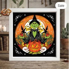 Green Witch Shadow Box SVG for Cricut | 3D Layered SVG Paper cut Light Box Template 3
