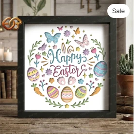 Easter Shadow Box SVG for Cricut | 3D Layered SVG Paper Cut Light Box Template 3