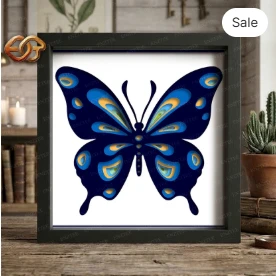 Butterfly Shadow Box SVG for Cricut | 3D Layered SVG Paper Cut Light Box Template 2